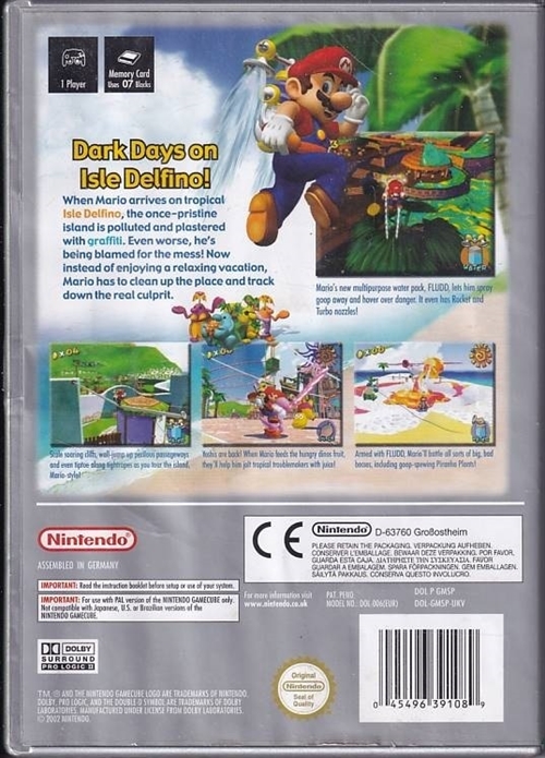 Super Mario Sunshine - Players Choice - Nintendo GameCube (B Grade) (Genbrug)